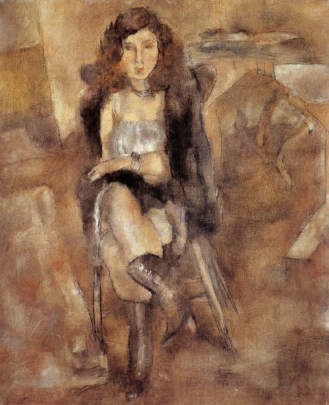 Jules Pascin Cloth put on the Female-s waist Norge oil painting art